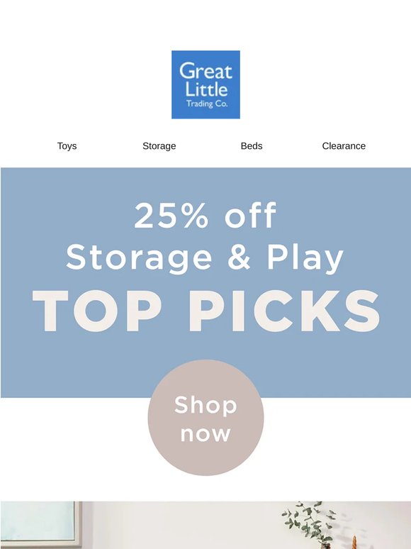 25% off storage & toys
