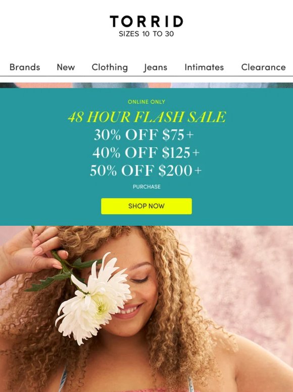 2 Day Flash Sale! Snag 30% off $75+, 40% off $125+ or 50% off $200+ purchases