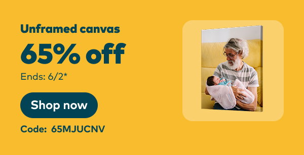 65% off unframed canvas. Code: 65MJUCNV. Ends: 6/2, see site for details. Shop now.