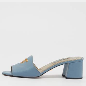 Size 37.5 Blue Saffiano Leathe