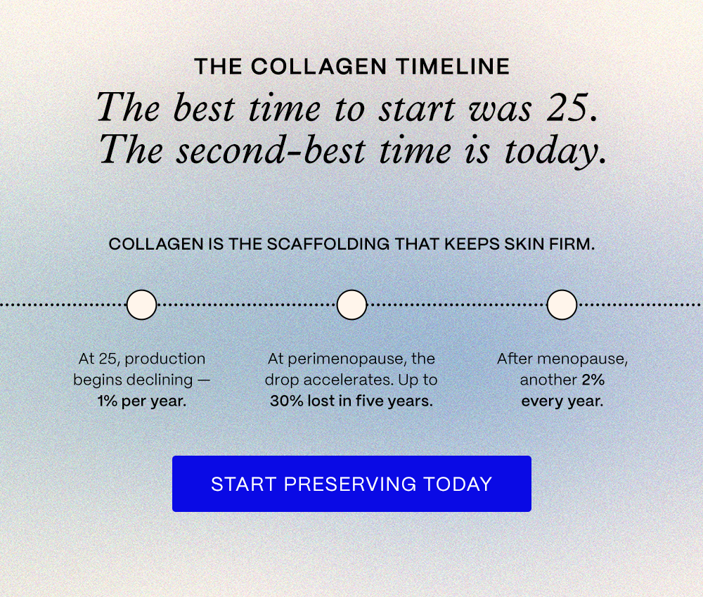 Best time to start collagen is 25. Second best time is today. Start now.