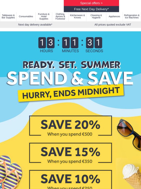 Last chance! Spend & Save ends tonight