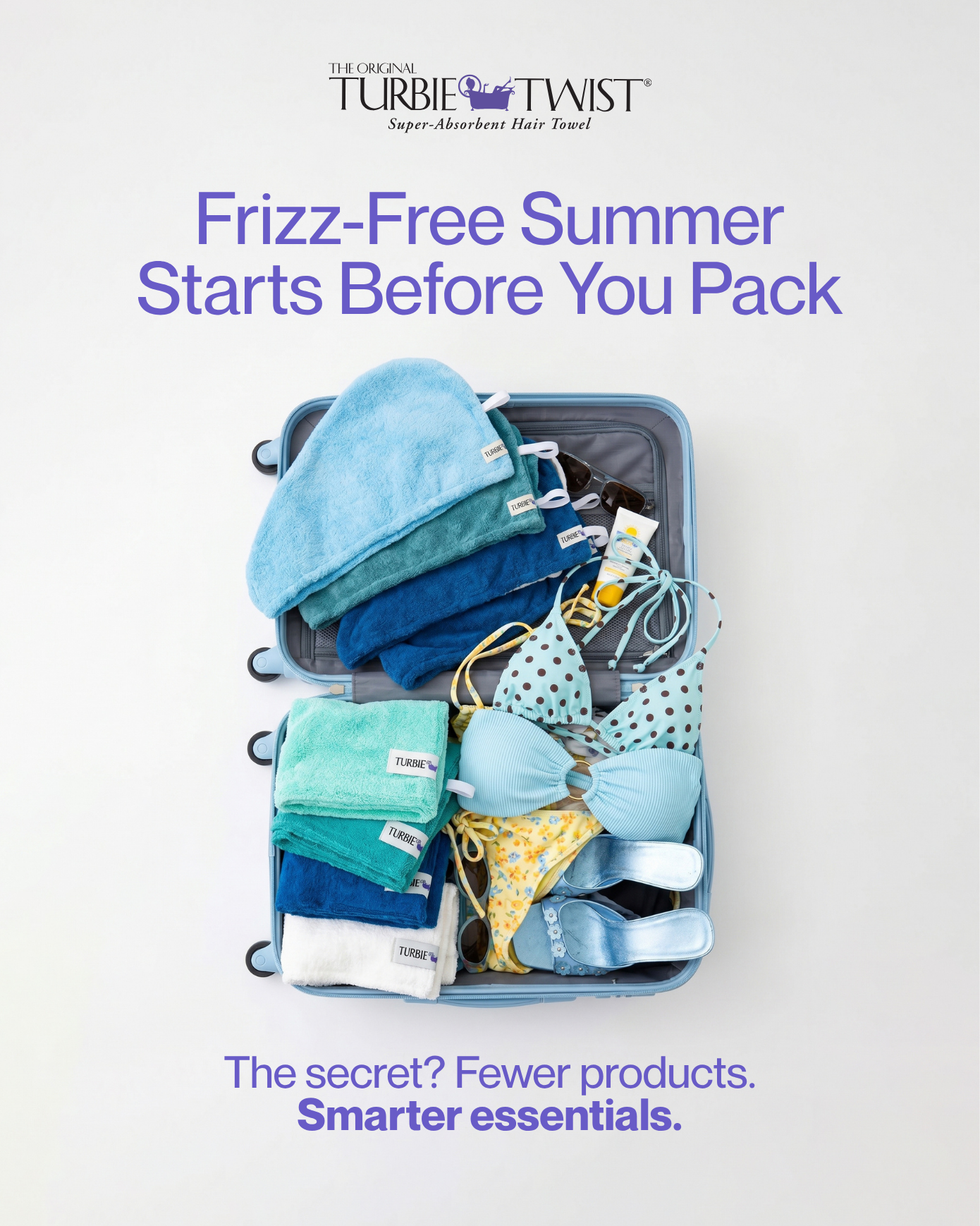 Frizz-Free Summer Starts Before You Pack. The secret? Fewer products. Smarter essentials.