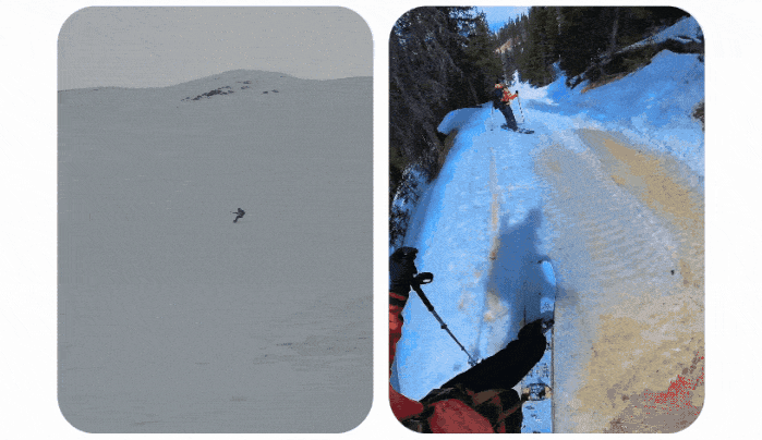 Two GIFs of Hannah's AMGA Ski Guide Course