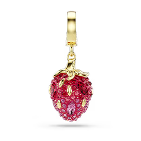 Charm Idyllia, Taglio misto, Fragola, Rosso, Placcato color oro