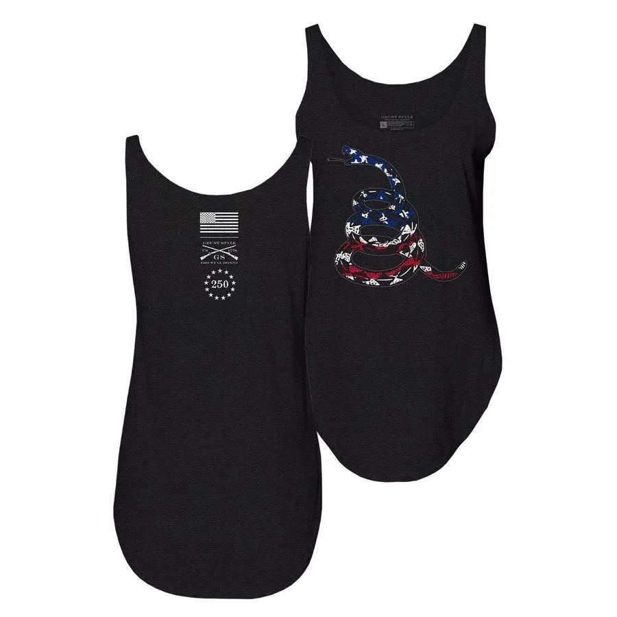 Image of Women's Freedom Gadsden Flowy Tank - Black