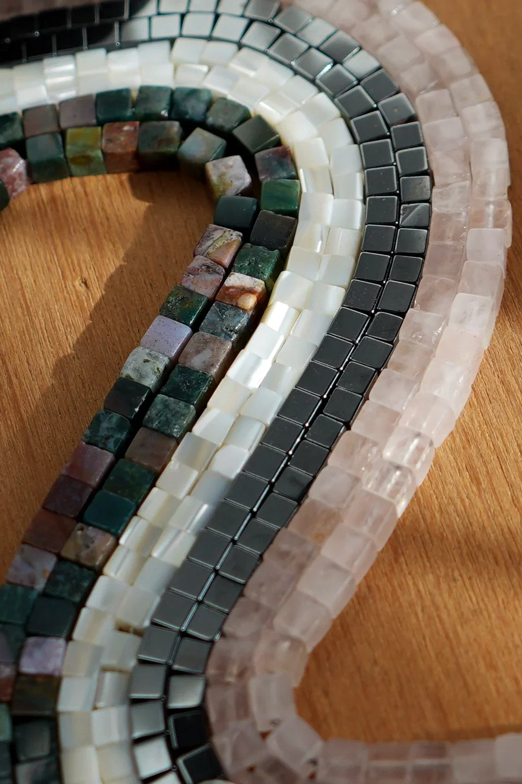 Image of solid ground beaded gemstone necklace