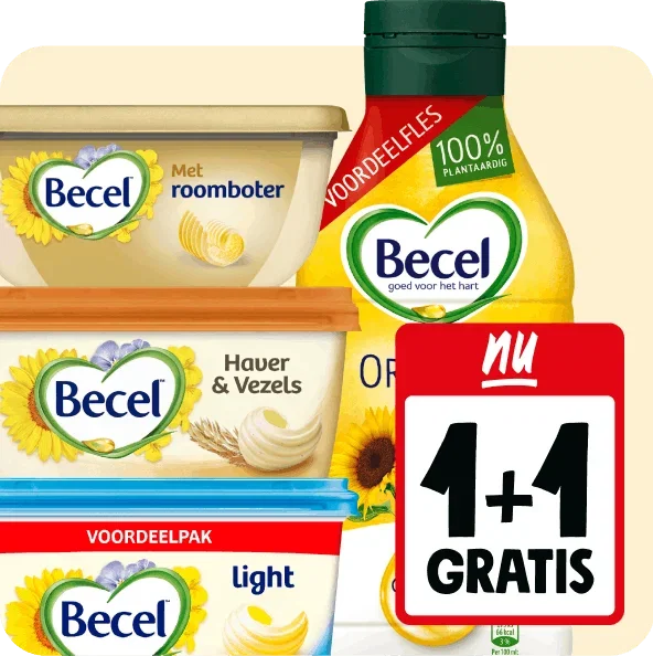 Becel nu 1+1 gratis