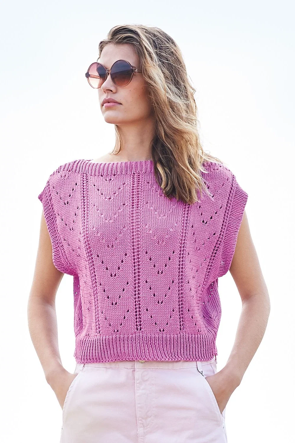 Strickanleitung Lochmuster-Top aus Essentials Cotton dk
