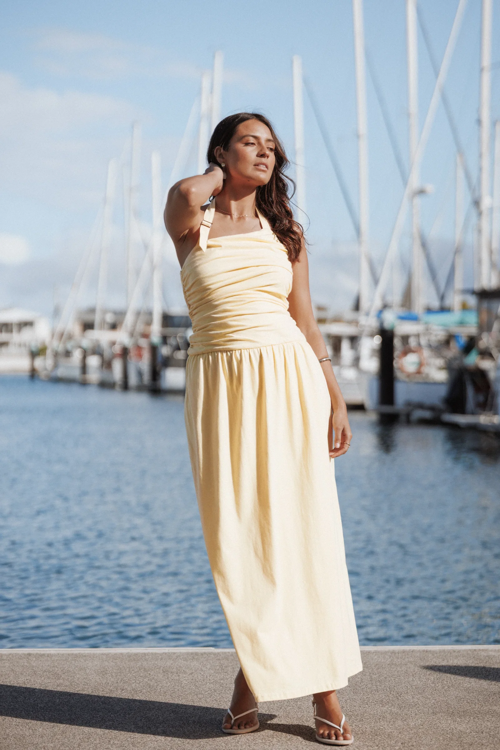 Image of Emalia Halter Maxi Dress - Pale Yellow