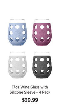 17oz Wine Glass with Silicone Sleeve and Cover 4 Pack