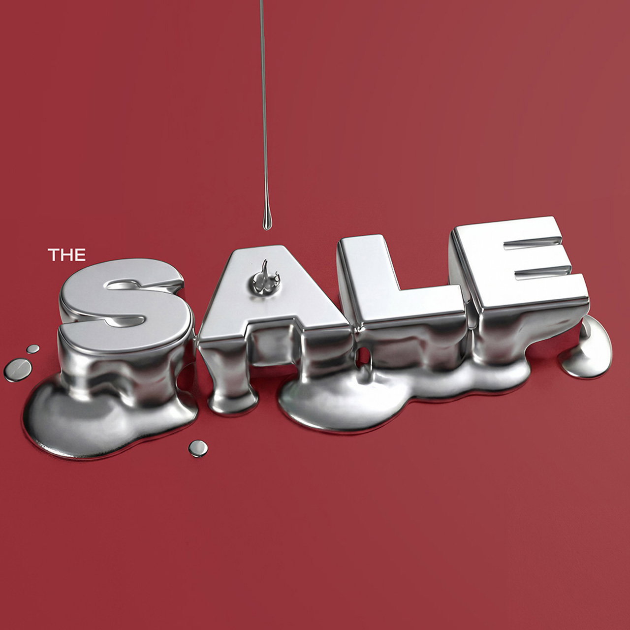 The word 'SALE' appears in melting silver letters with a red drippy background.