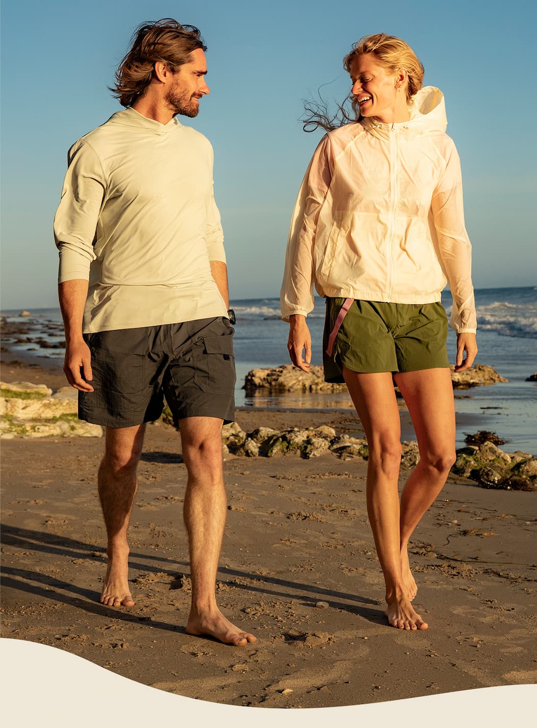 Couple walking on the beach