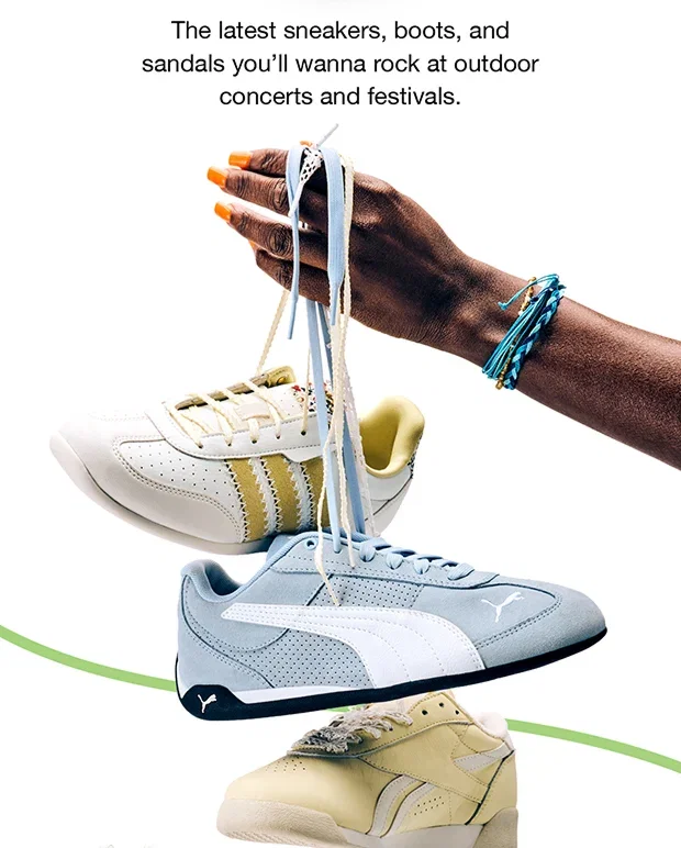 The latest sneakers, boots, and sandals you'll wanna rock at outdoor concerts and festivals.