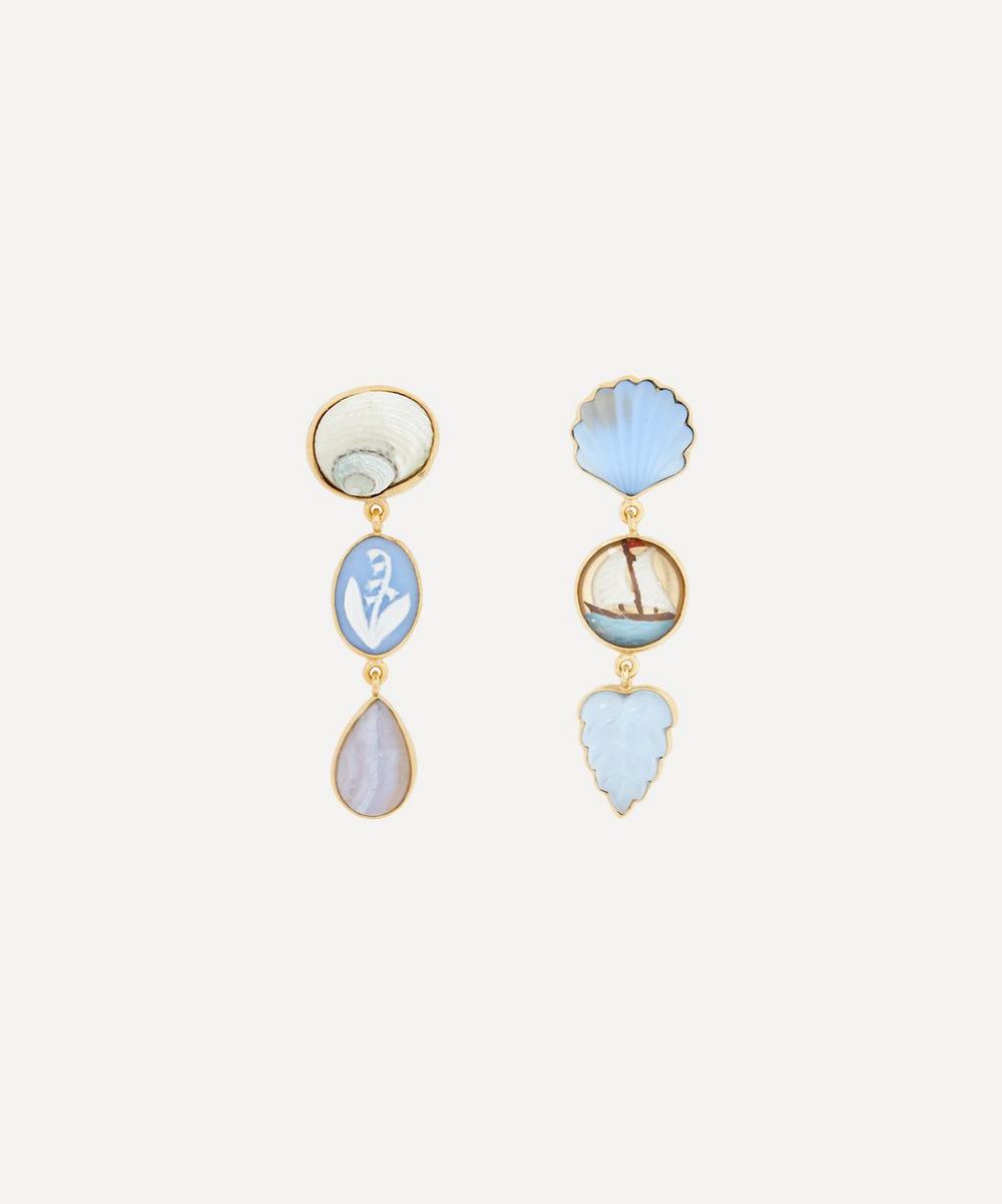 Grainne Morton 18ct Gold-Plated Sailboat and Shell Drop Earrings