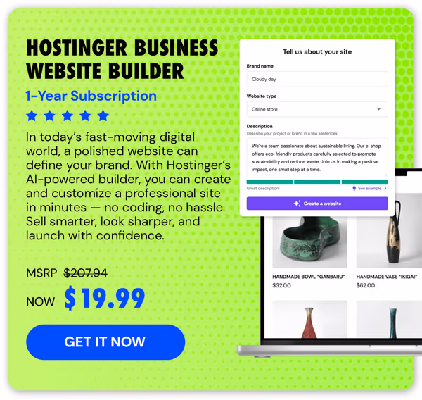 Hostinger Business Website Builder: 1-Yr Subscription