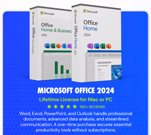 Microsoft Office 2024 Home or Home & Business for Mac or PC Lifetime License