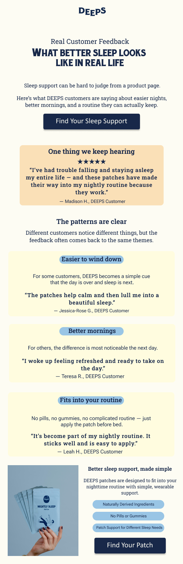 Real DEEPS customer reviews