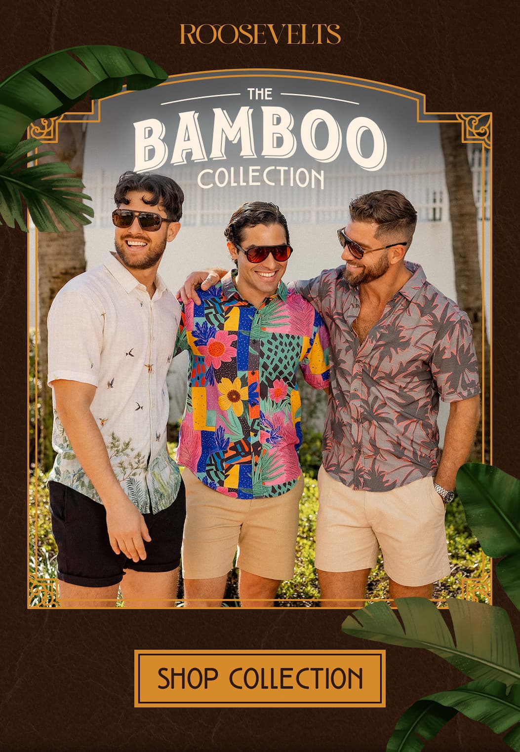 Three men wearing shirts from The Bamboo Collection