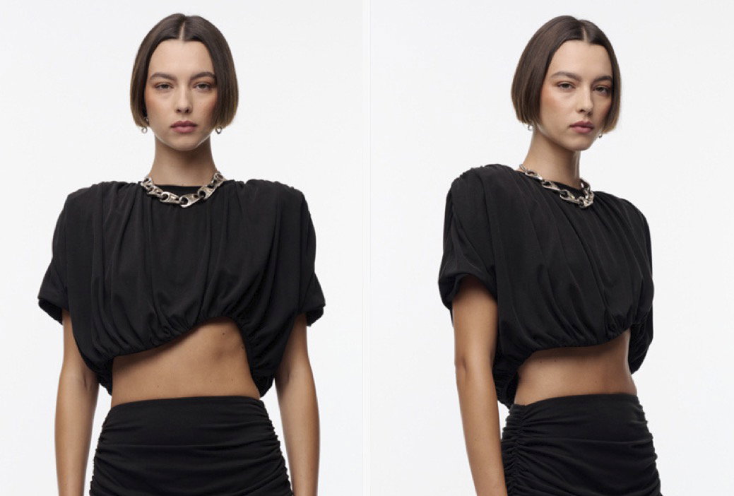 Charlotte Bubble Hem Top- Black