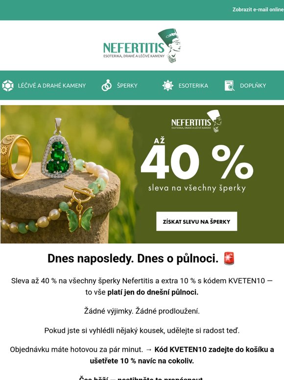 Dnes naposledy: 40 % sleva + kód KVETEN10 — dnes o půlnoci vyprší