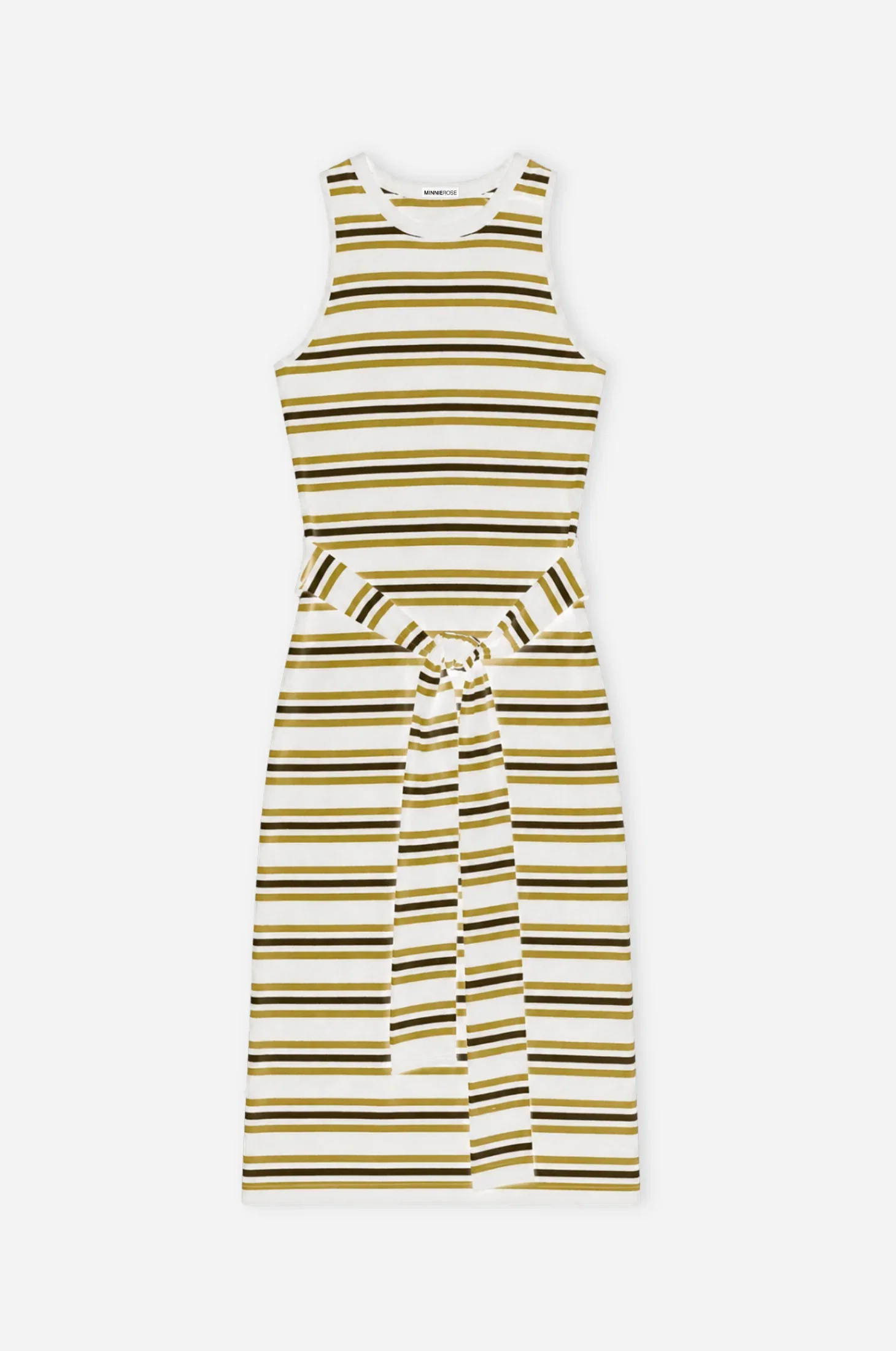 Image of Striped Tie Front Tank Dress With Rolled Edges
