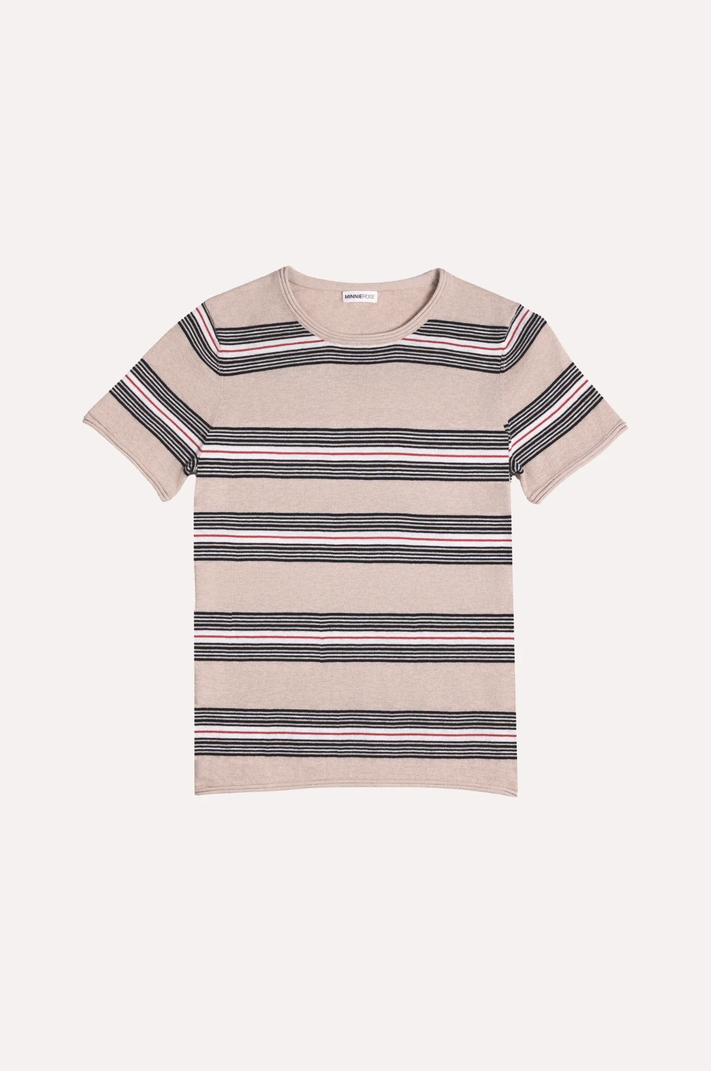Image of Cotton Cashmere Striped Short Sleeve Crew