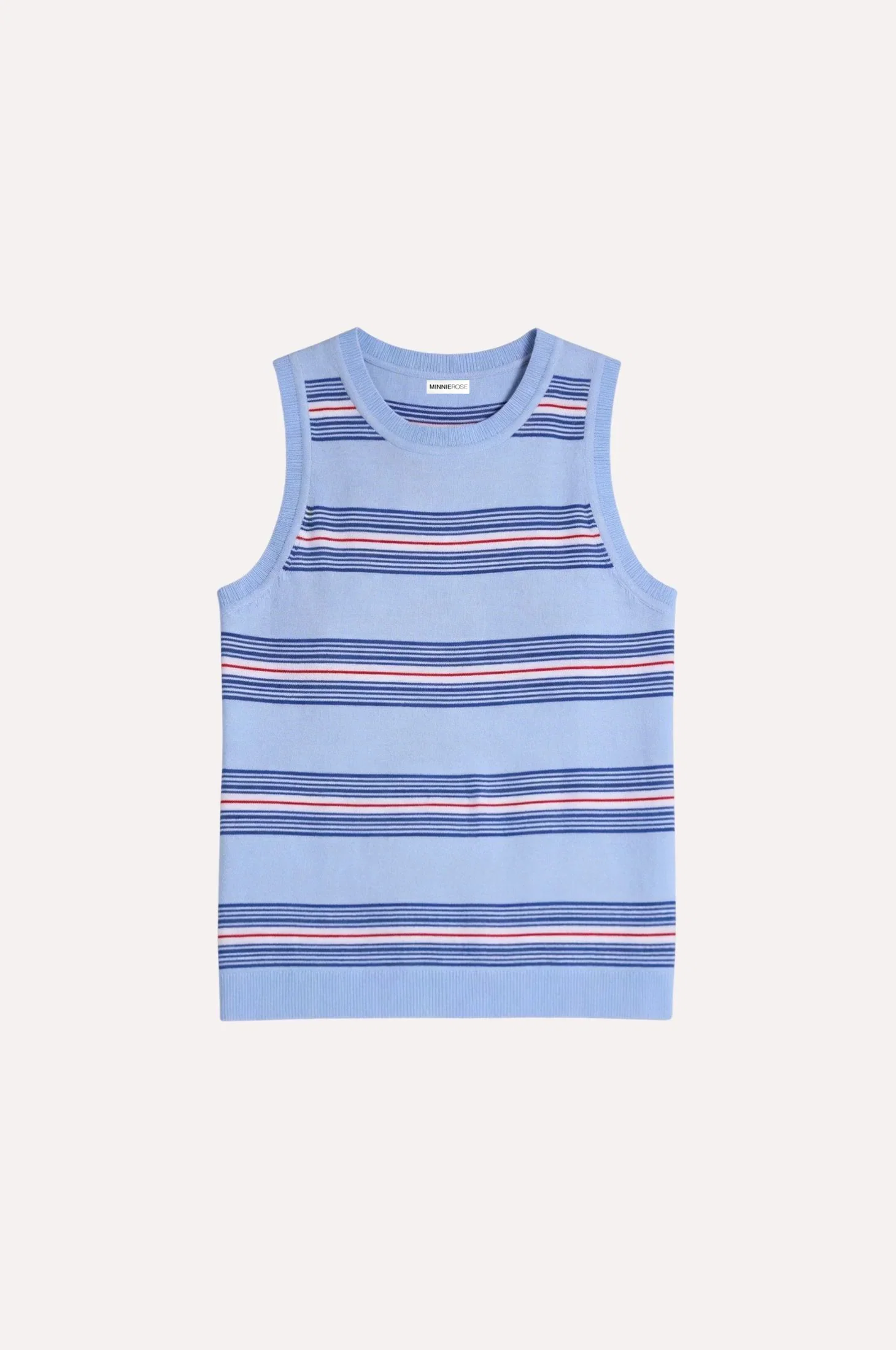 Image of Cotton Cashmere Striped Crew Neck Tank