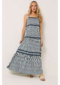 LTS Tall Ivory White & Blue Swirl Maxi Dress