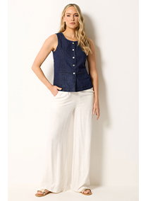 LTS Tall Indigo Blue Denim Waistcoat