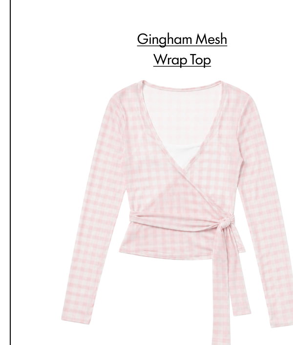 Gingham Mesh Wrap Top