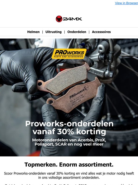Proworks-onderdelen vanaf 30% korting