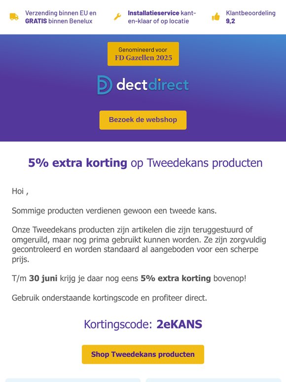 5% extra korting op Tweedekans producten