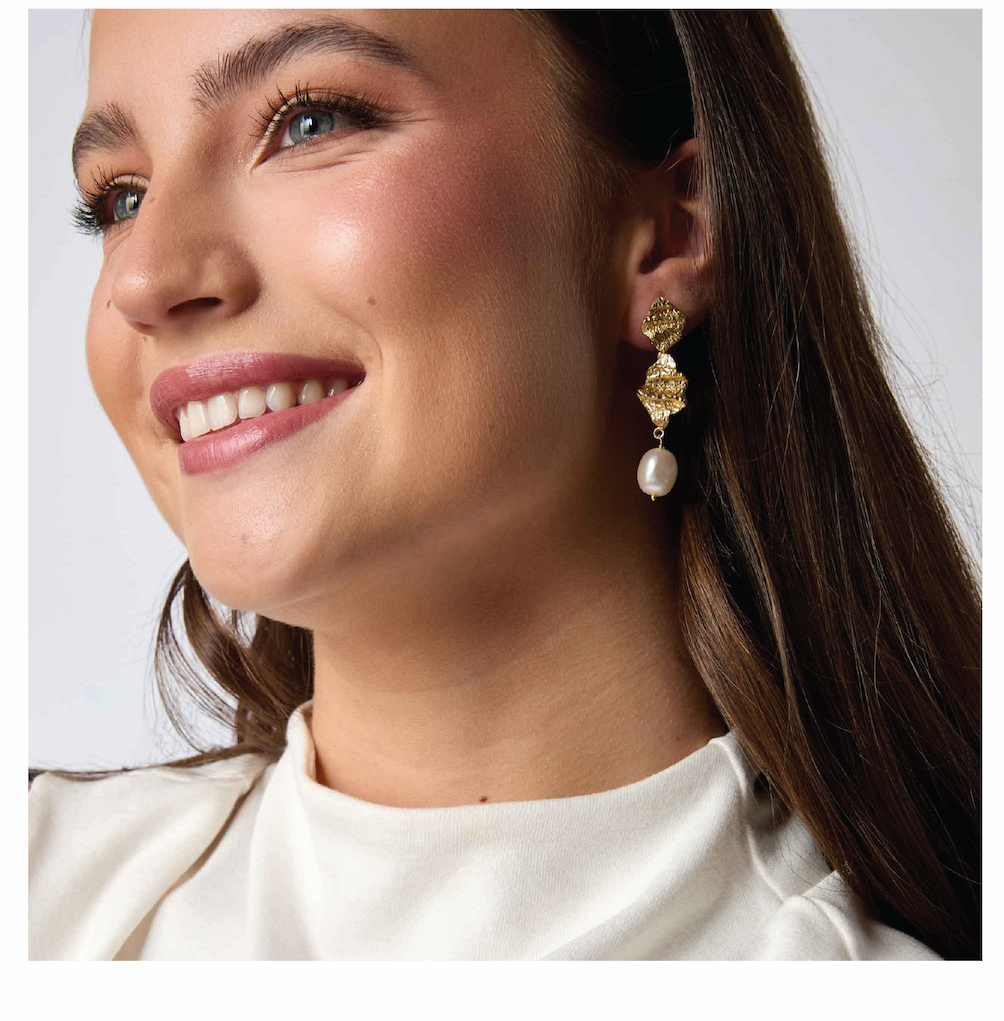 18ct Yellow Gold Vermeil Long Fancy Drop Pearl Earrings