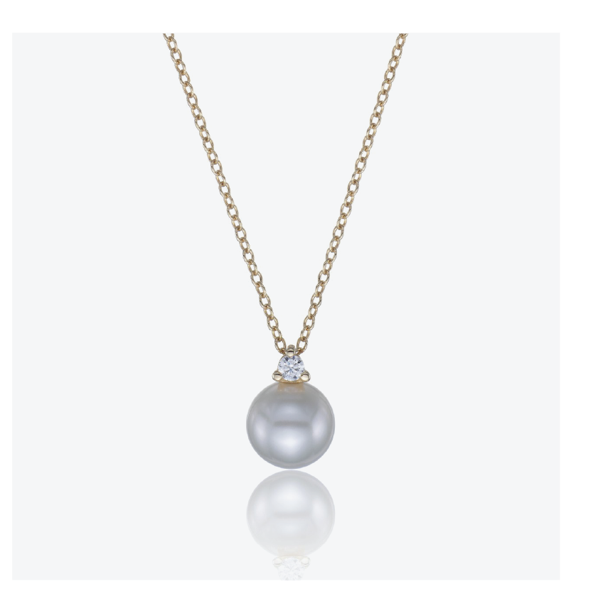 9ct Yellow Gold Cubic Zirconia and Pearl Pendant