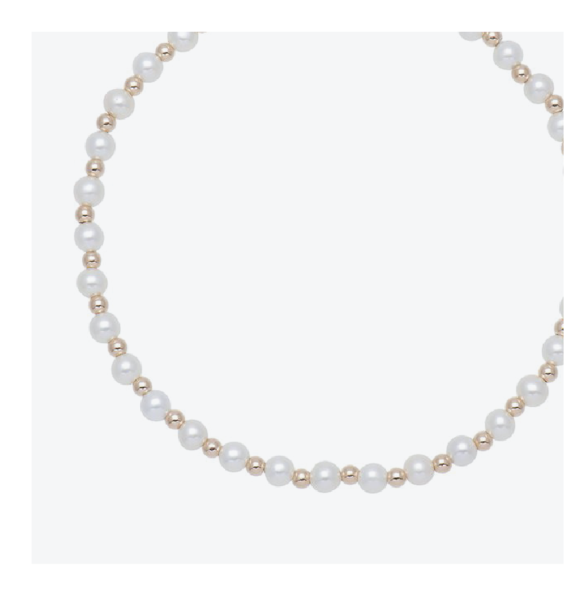 14ct Yellow Gold Bead and Freshwater Pearl Bracelet