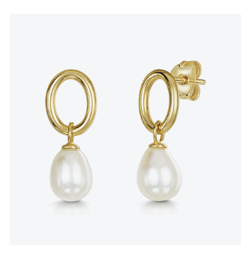 9ct Yellow Gold Baroque Fresh Water Pearl Drop Earrings
