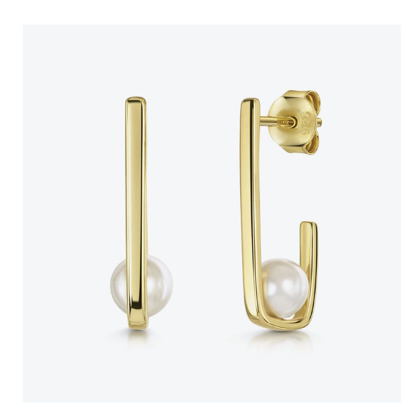 18ct Yellow Gold Vermeil Fancy Pearl Hoop Earrings