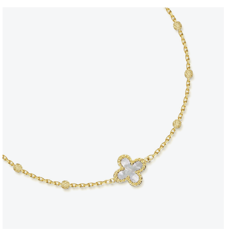 9ct Yellow Gold Mother of Pearl Clover Bracelet