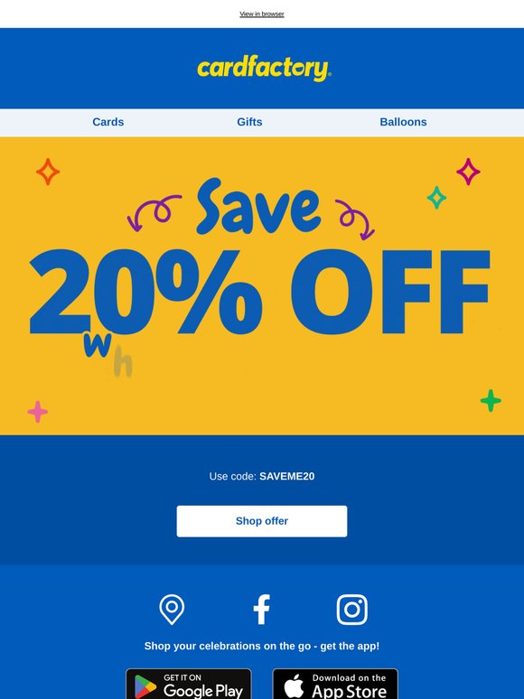 Save 20% on your next order!