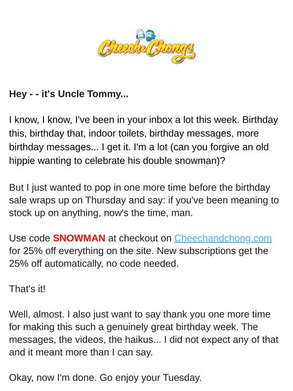Okay, last thing about my birthday. I promise.