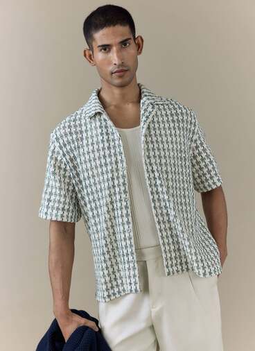 Freddie Crochet Boxy Shirt | Cotton | Green