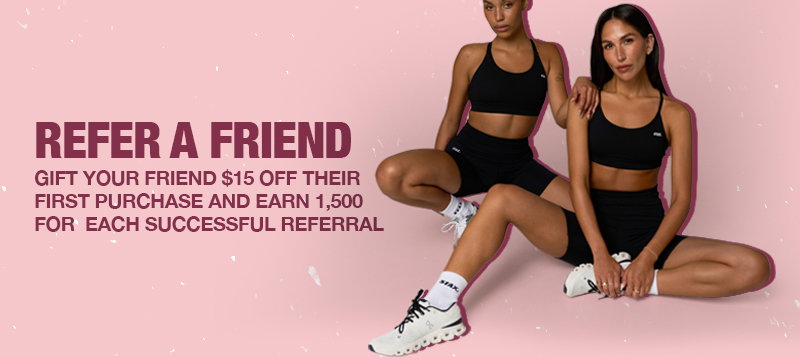 Refer a friend. Gift your friend $15 off their first purchase and earn 1,500 points for each successful referral.