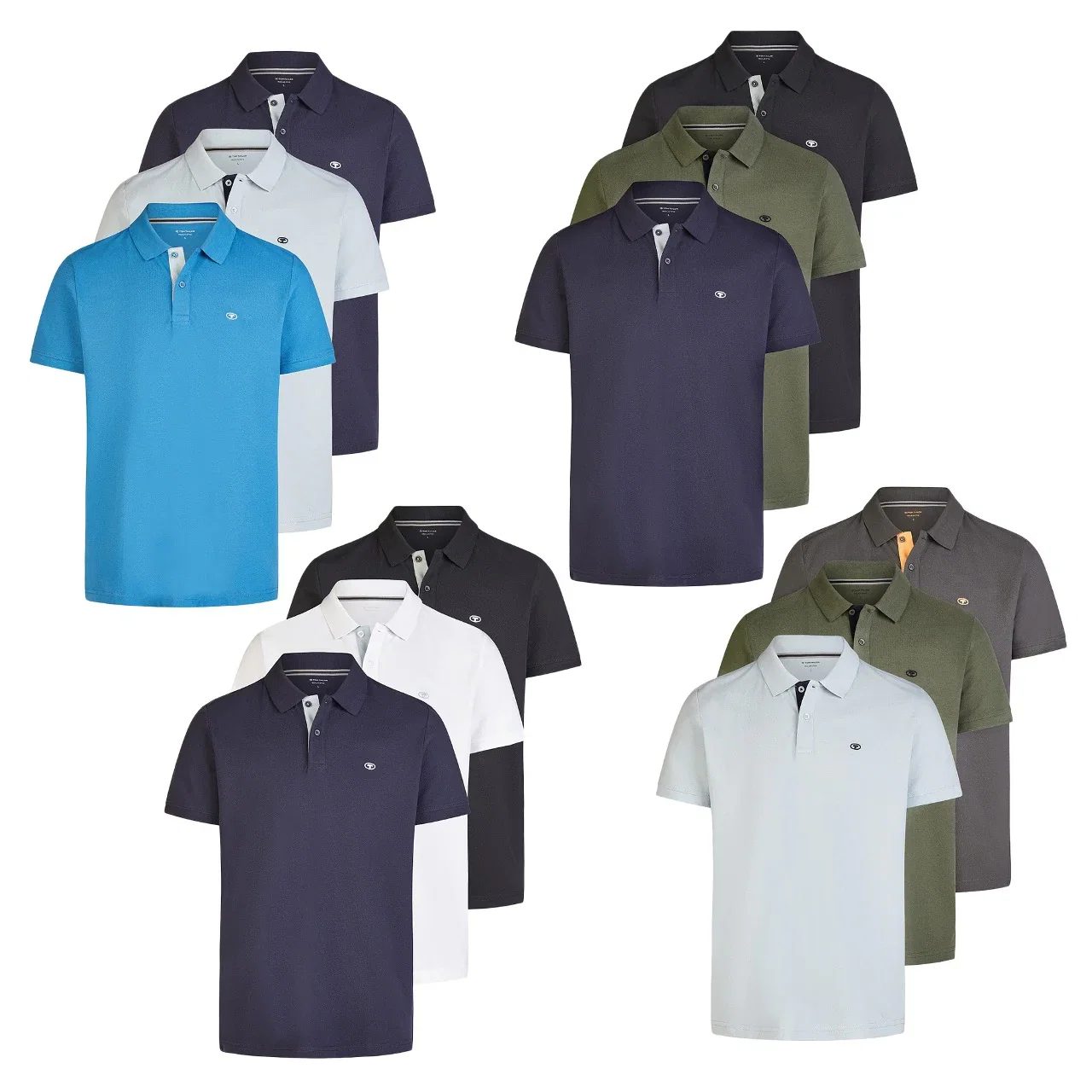 Image of Tom Tailor Poloshirt Herren Kurzarm Baumwolle Regular Fit 3er Set-Pack