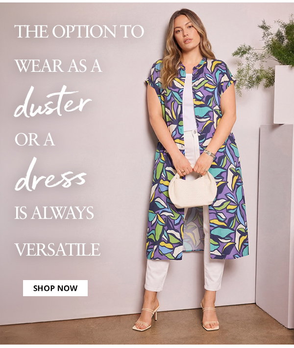 The option to wear as a duster or a dress is always versatile. Shop now. 