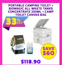 Portable Camping Toilet + BioMagic All Waste Tanks Concentrate 250ml + Camp Toilet Canvas Bag