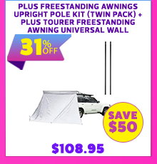 Plus Freestanding Awnings Upright Pole Kit (Twin Pack) + Plus Tourer Freestanding Awning Universal Wall