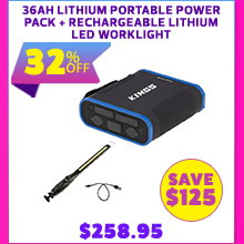 36Ah Lithium Portable Power Pack + Rechargeable Lithium LED Worklight