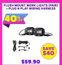 Flush Mount Work Lights (Pair) + Plug N Play Wiring Harness