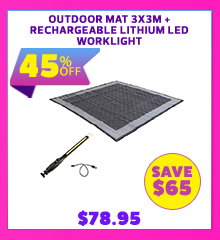 Outdoor Mat 3x3m + Rechargeable Lithium LED Worklight